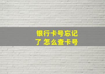 银行卡号忘记了 怎么查卡号